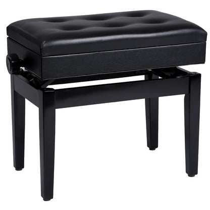 SONGMICS Klavierhocker LPB57H höhenverstellbar, Stauraum - Schwarz. Rechteckiger, schwarz gepolsterter Sitz mit Notenfach.