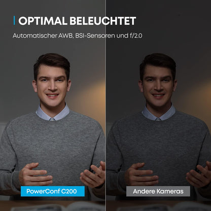 Anker PowerConf C200 2K USB-Webcam mit Kameraabdeckung