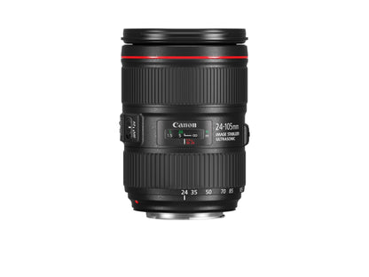 Canon EF 24-105mm F4L IS II USM Standard Zoom Objektiv: Schwarzes Objektiv für Weitwinkel- bis Tele-Aufnahmen, mit Bildstabilisator.