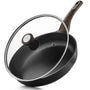 SENSARTE Antihaft-Bratpfanne 28 cm mit Glasdeckel, induktionsgeeignet, schwarz, aus Aluminiumguss