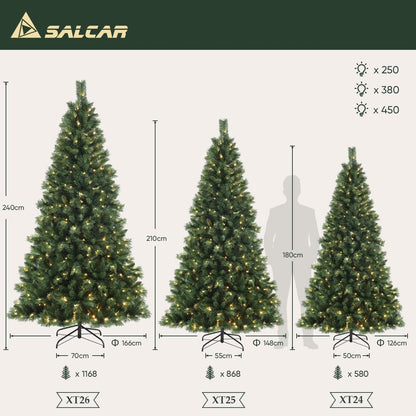 SALCAR Künstlicher Weihnachtsbaum 2.1m Nordmanntanne LED