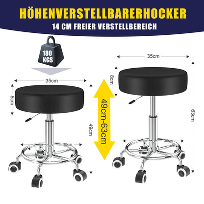 OUTMASTER Rollhocker höhenverstellbar mit Fussstütze, schwarz