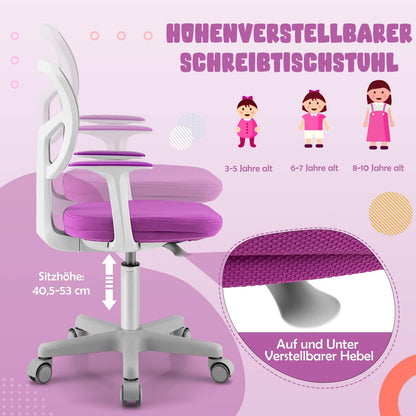 COSTWAY Kinderschreibtischstuhl Computerstuhl Drehbar - Lila