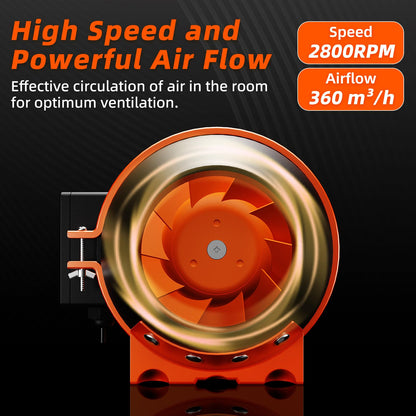 FanGoFast Rohrventilator 100mm regelbar 360m³/h Abluftventilator
