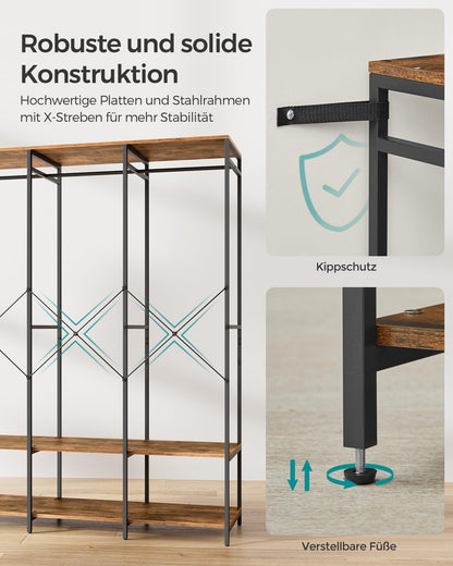 SONGMICS Offener Kleiderschrank RGR005B01 mit Ablagen, vintagebraun