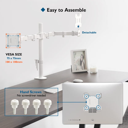 BONTEC Monitorhalterung 2 Monitore 13-27 Zoll höhenverstellbar weiss
