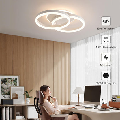 Amdelne LED Deckenleuchte 2-Ringe, dimmbar mit Fernbedienung, weiss