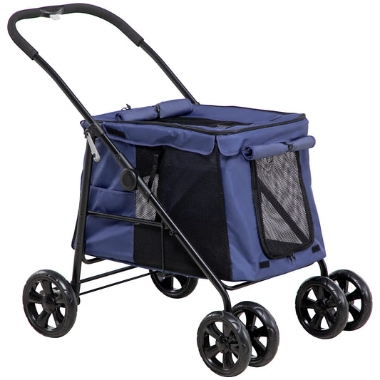 PawHut Hundewagen faltbar, Katzenbuggy bis 20 kg – Blau