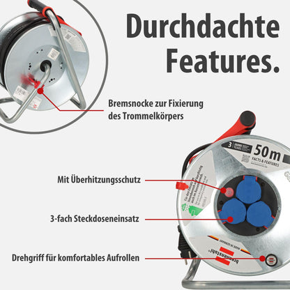 Brennenstuhl Garant S IP44 Kabeltrommel - 50m Stahlblech silber
