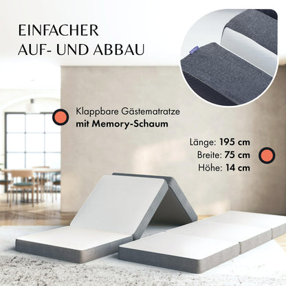 Klappmatratze Gästematratze H3 Faltbar – 75x195cm 14cm dick
