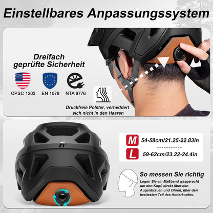KINGBIKE E-MTB Fahrradhelm NTA-8776 mit Kamerahalterung, Mattschwarz M