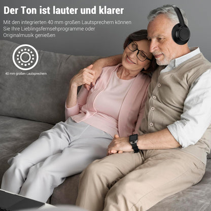 LETSACTIV M98 Funkkopfhörer für Fernseher mit Ladestation, Schwarz