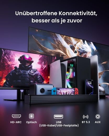 MEREDO 3.1 Soundbar mit Subwoofer – Gaming RGB, TV & PC Heimkino