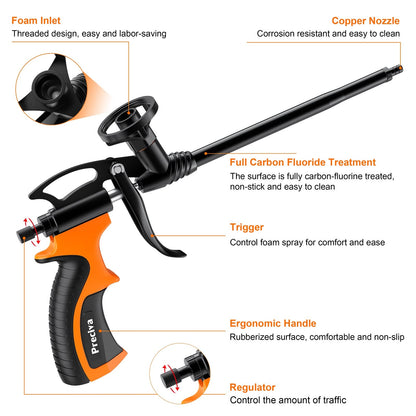 Preciva Bauschaumpistole 2er-Set, PU-Schaumpistole aus Metall orange