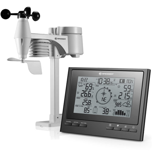 Bresser ClimateScout 7-in-1 Funk-Wetterstation - Schwarz. Schwarzes Gerät. Misst via Funksensor diverse Klimadaten.