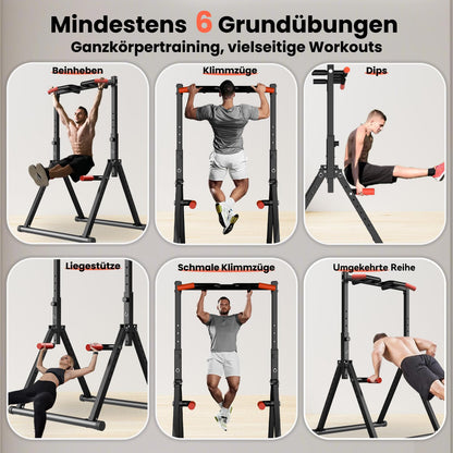 WATBKHE Power Tower Dip Station Faltbar Klimmzugstange - Schwarz