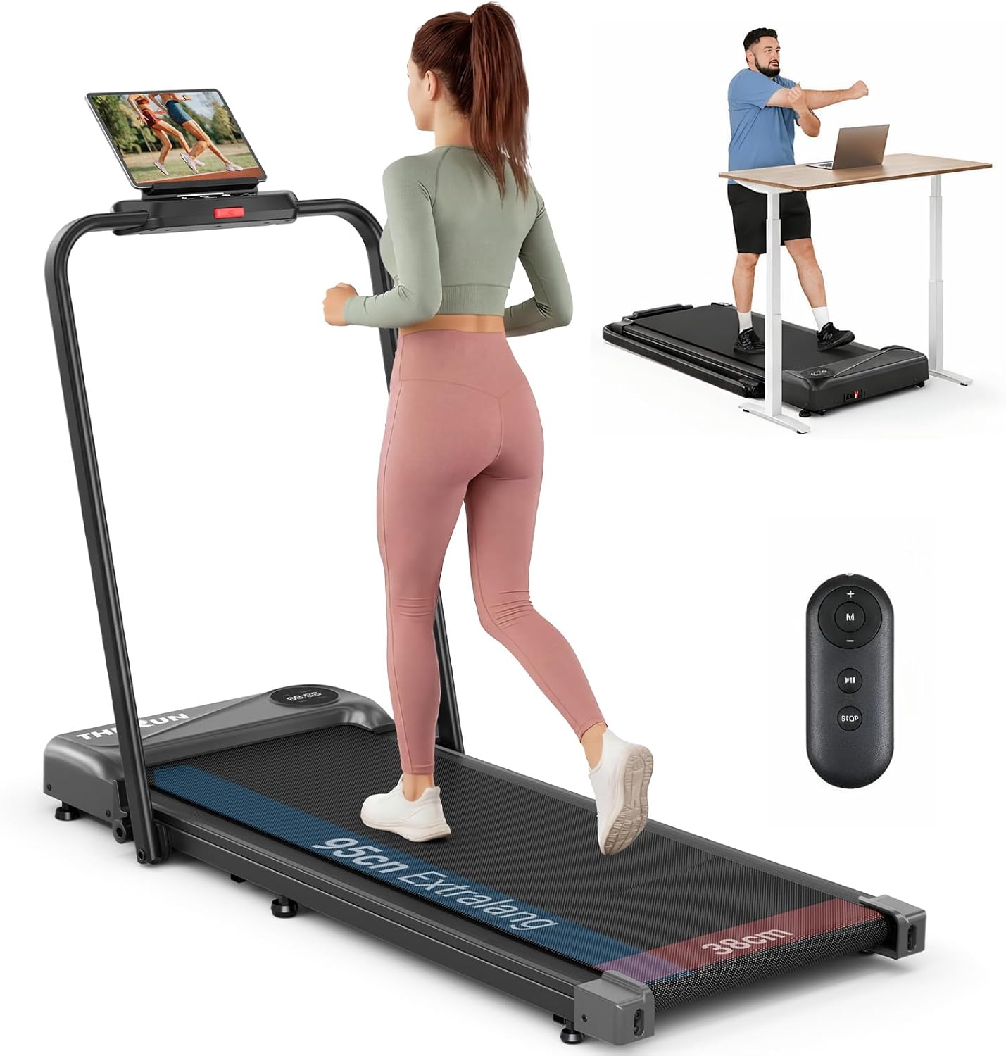 THERUN Laufband klappbar – Walking Pad für Zuhause 10 km/h. Kompaktes, faltbares Laufband für Cardio-Training zu Hause bis 10 km/h.