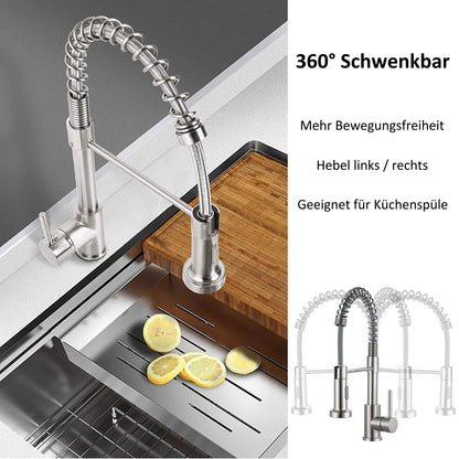 SwissHome Niederdruck Küchenarmatur - 2 Strahlarten, schwenkbar