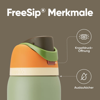 Owala FreeSip Trinkflasche Edelstahl mit Strohhalm 945 ml, Camo Cool