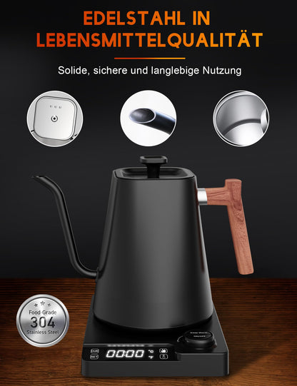 Vmotal Schwanenhals-Wasserkocher Edelstahl 1 L mit Temperaturregelung