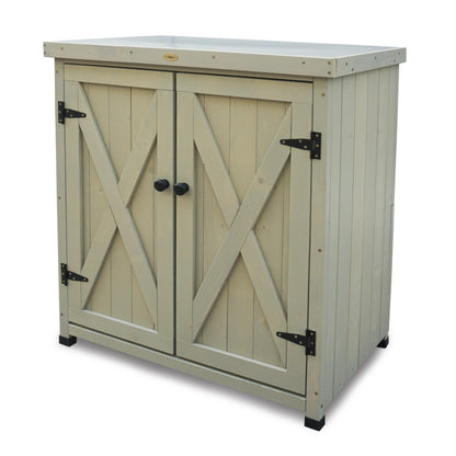 HABAU Laura Gartenschrank wetterfest Massivholz - Grau lasiert