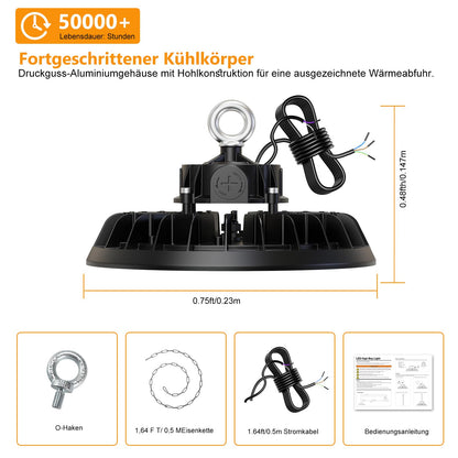 RUISUN UFO LED Hallenstrahler 150W dimmbar 25500lm IP65