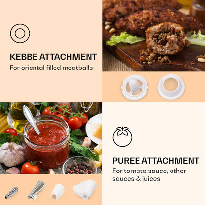 Klarstein Mighty Mince Elektrischer Fleischwolf - Weiss, mit Aufsätzen