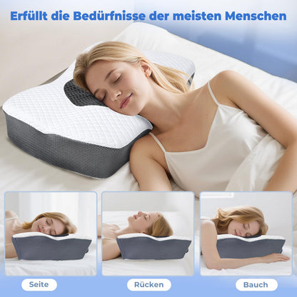 SAHEYER Ergonomisches Nackenkissen aus Memory Foam, 60x40 cm, Grau