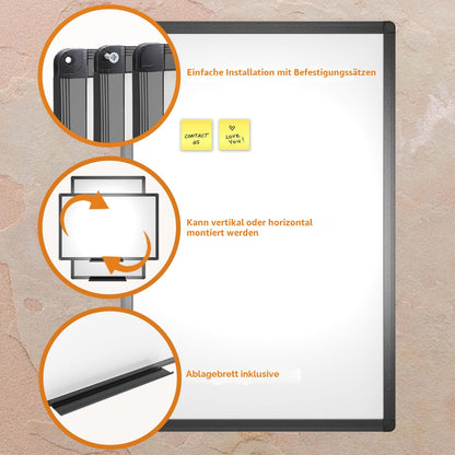 VIZ-PRO Whiteboard magnetisch 120 x 90 cm, schwarzer Aluminiumrahmen