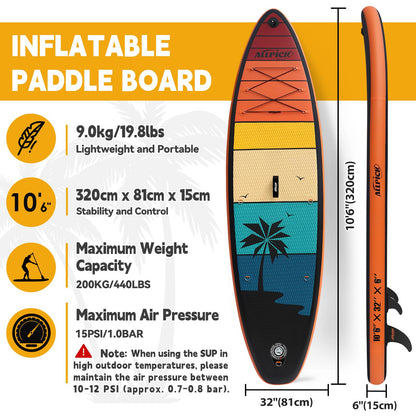 ALLPICK Premium SUP Board Set Aufblasbar - OrangeAbendröte