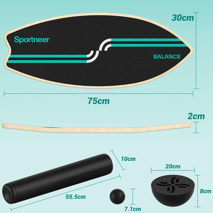 Sportneer Surfin Balance Board 8-in-1 aus Buchenholz, bis 200 kg