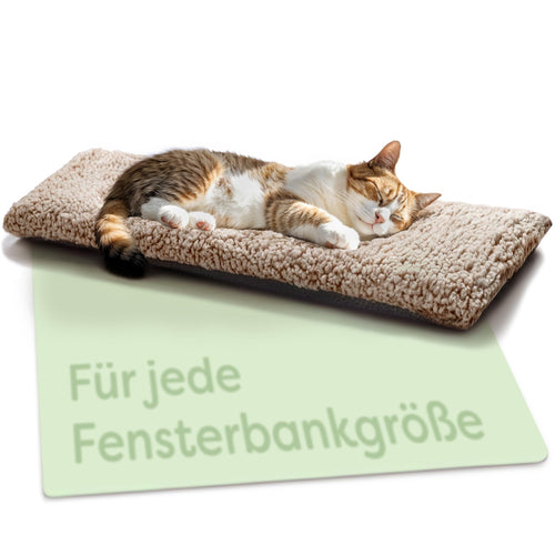 Knupis Katzen Fensterliege selbstwärmend rutschfest 90x28cm Braun, rechteckige Katzenmatte in Braun