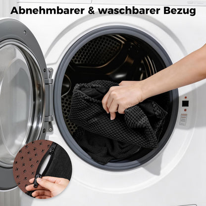 Thihome Hundetreppe 3 Stufen, rutschfest, waschbarer Bezug, schwarz