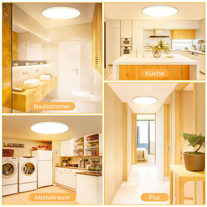 OUILA LED Deckenleuchte flach rund 40cm 36W 3000K IP44 warmweiss