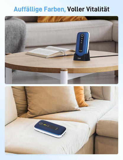 TRUE S70 Seniorenhandy Klapphandy mit SOS-Notruftaste, Blau