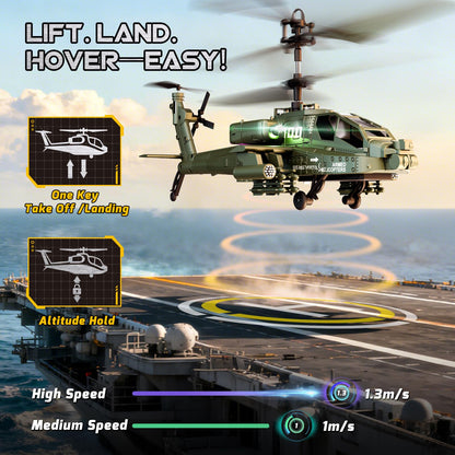XIKOTEC RC Helikopter Militär, ferngesteuert mit LED, 2 Akkus, grün