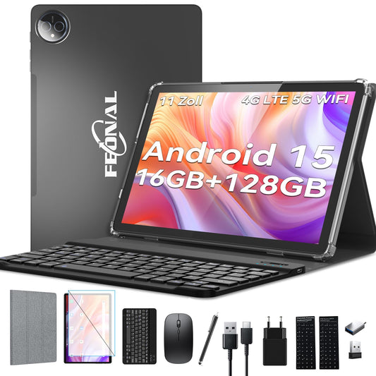 SmartTab 11 Zoll Android 15 Tablet PC 128GB Grau: Graues 11-Zoll-Tablet. Nutzt Android 15 zur mobilen Datenverarbeitung.