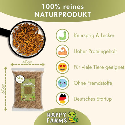 HappyFarms Getrocknete Soldatenfliegenlarven Futter 10kg