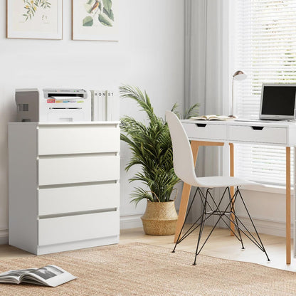 LEADZM Kommode mit 4 Schubladen, Sideboard für Schlafzimmer, Weiss