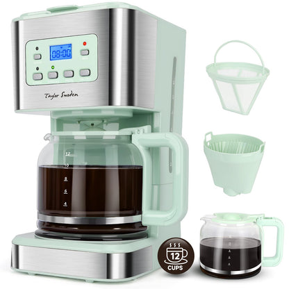 Taylor Swoden Filterkaffeemaschine mit Timer, 1,5 L, 12 Tassen, Grün