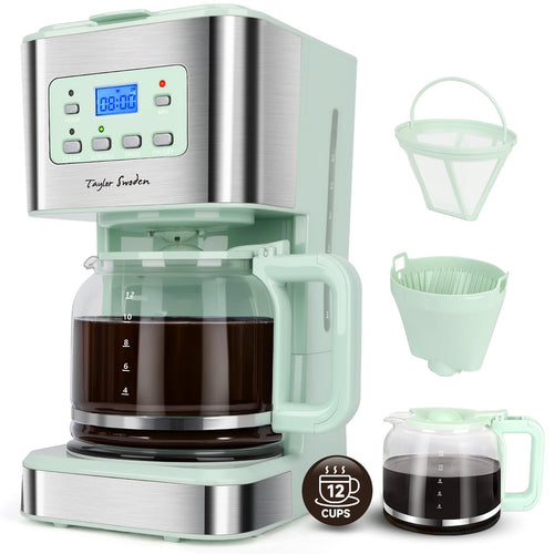Taylor Swoden Filterkaffeemaschine mit Timer, 1,5 L, 12 Tassen, Grün
