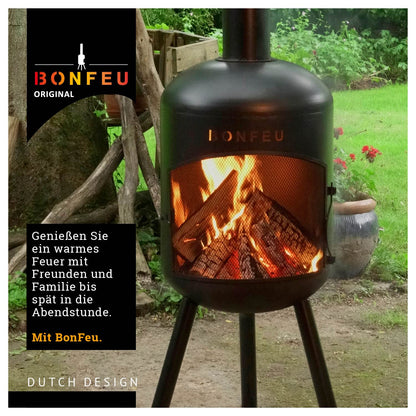 BonFeu BonBono Terrassenofen Gartenofen – Feuersäule Schwarz