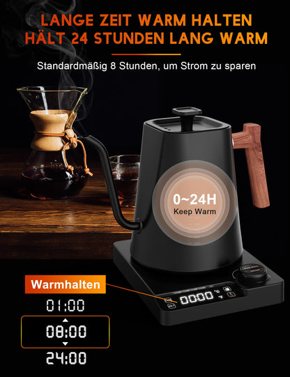Vmotal Schwanenhals-Wasserkocher Edelstahl 1 L mit Temperaturregelung