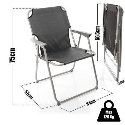 BigDean Klappstuhl 2er-Set, faltbar, Anthrazit, bis 120 kg