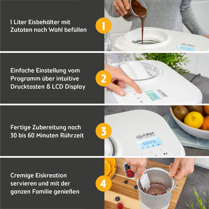 TZS First Austria Eismaschine FA-5105 mit Kompressor, 1 L, weiss