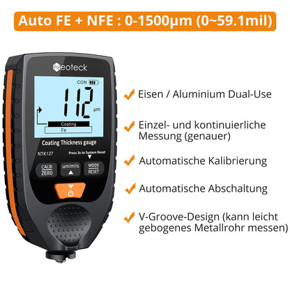 Neoteck Autolack Schichtdickenmessgerät Handheld LCD - Schwarzorange