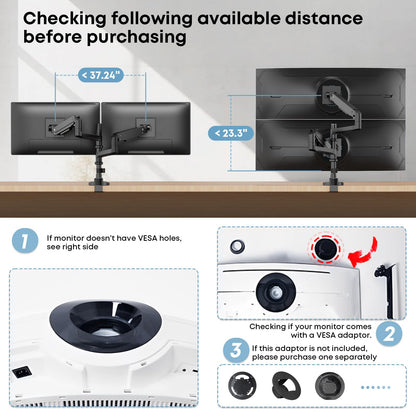 PUTORSEN Gasfeder Dual Monitor Tischhalterung - 17-49 Zoll