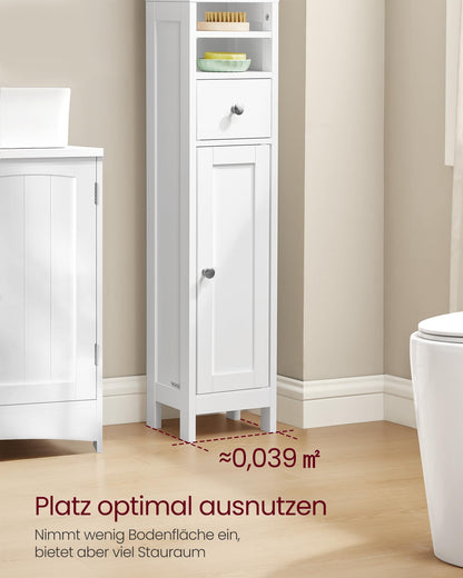 VASAGLE Badezimmerschrank BBC765W01, hoch, schmal, wolkenweiss