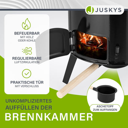 Juskys Gulaschkanone Gulaschkessel – 17L mit Kessel & Pfanne