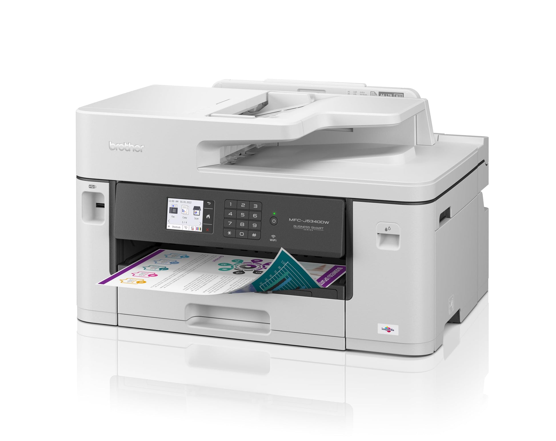 Brother MFC-J5340DW 4-in-1 Farb Multifunktionsdrucker – Weiss. Kompaktes weißes Gerät zum Drucken, Scannen, Kopieren und Faxen.